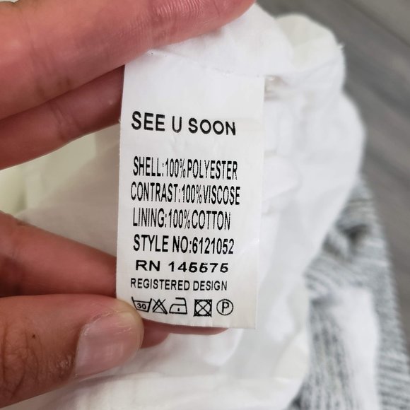 See U Soon Striped Split Neck Tunic Dress Large - Picture 10 of 11